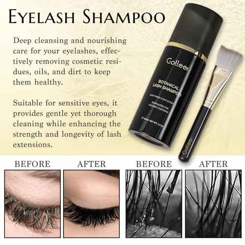 Lash Shampoo -100 ML Eyelash Shampoo Eyelash Extension Cleanser for Lash Extensions with Brush Eyelash Wash for Extensions & Natural Lashes/Paraben & Sulfate Free Safe Makeup Remover
