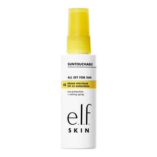 e.l.f. SKIN All Set For Sun SPF 45 Setting Spray, Clear Makeup Setting Mist + Sunscreen, Weightless SPF Face Protection & Makeup-Locking Spray, Vegan & Cruelty-Free