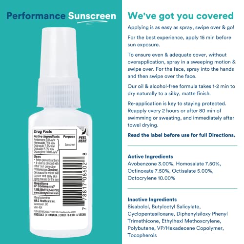 KINeSYS Fragrance Free Clear Spray Sunscreen for sensitive skin, SPF 30, Hypoallergenic, Broad Spectrum UVA/UVB protection for Body, Alcohol, PABA and Oxybenzone FREE, 170+ Sprays, 1 Fl Oz (Pack of 2)