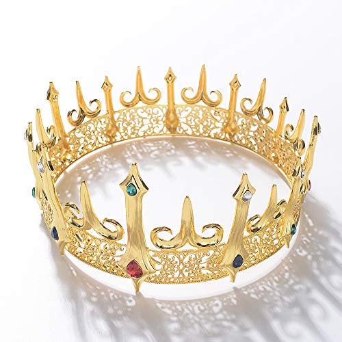 Eseres Gold King Crown for Men Adult's Costume Crowns Birthday Cake Topper