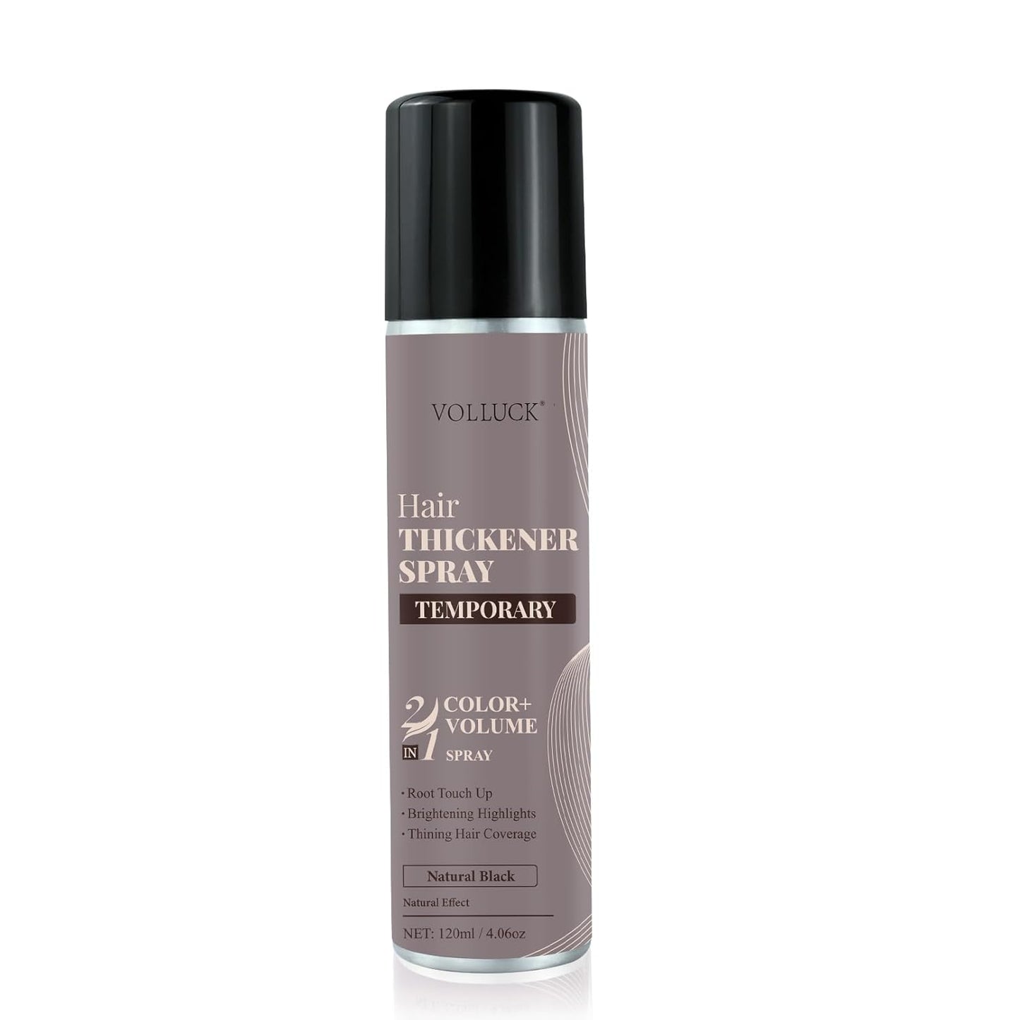 VOLLUCK Hair Thickening Spray - Temporary Black Color & Root Touch-Up for Grey Coverage | Volumizing Solution