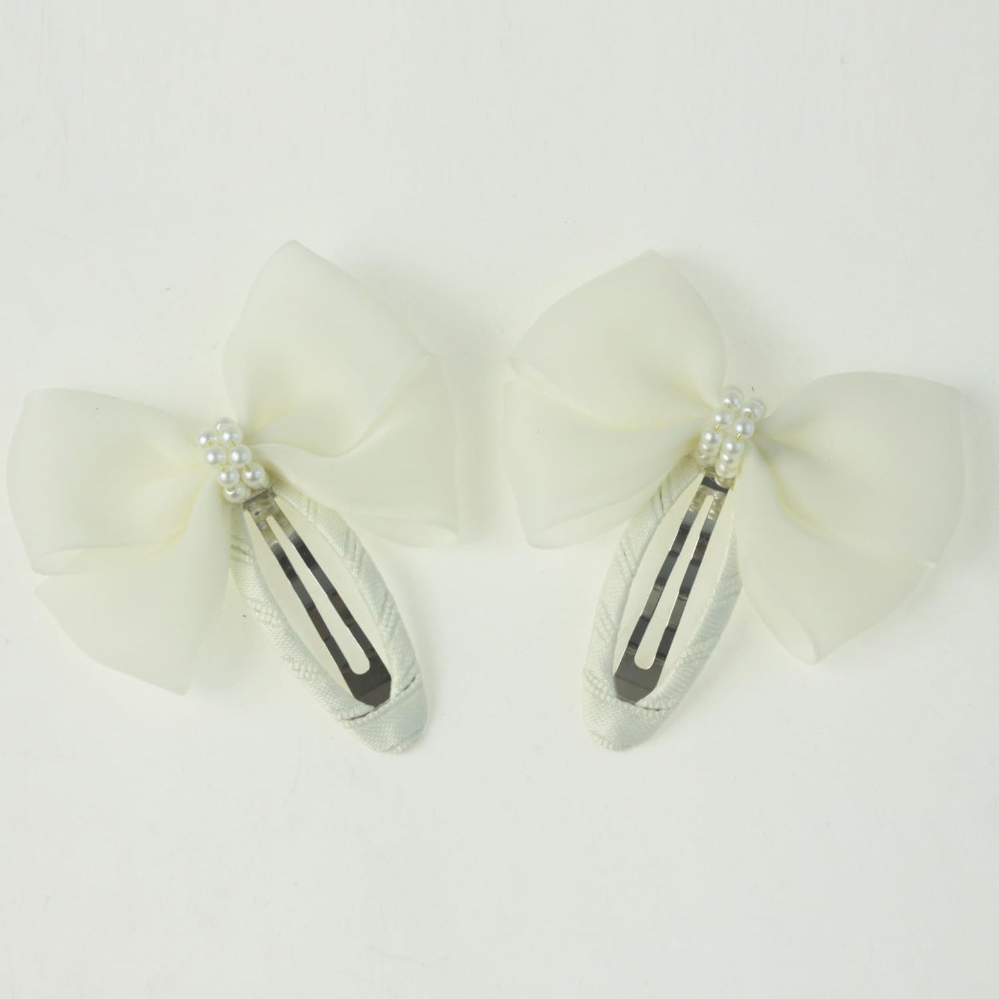 Nihao Baby Off White First Communion Hair Accessories Pearls White Wedding Baptism Christening Hair Bows -2 PCS