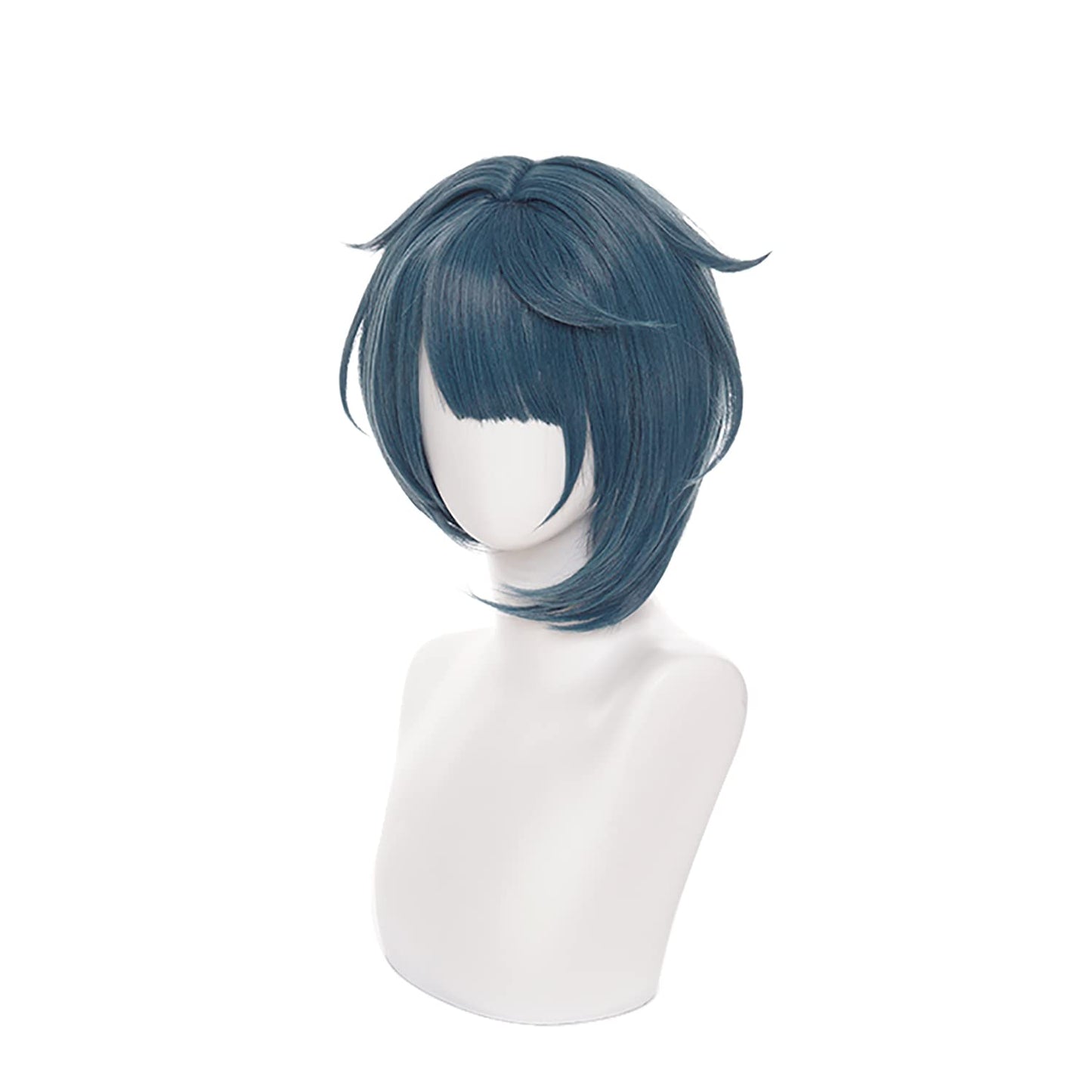 MoeLoli Xingqiu Cosplay wig for Genshin Impact Short Green Costume Hair Wig Anime Synthetic Hair Wigs with Bangs Halloween wig (Xingqiu)