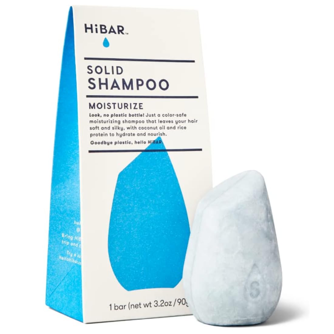 HIBAR - Moisturize Shampoo Bar - For Dry, Frizzy Hair - Deeply Nourishing & Hydrating - With Coconut Oil & Vitamin B5 - Plastic-Free - Soap, Paraben & Sulfate-Free - Color Safe & Vegan -1 Solid Bar