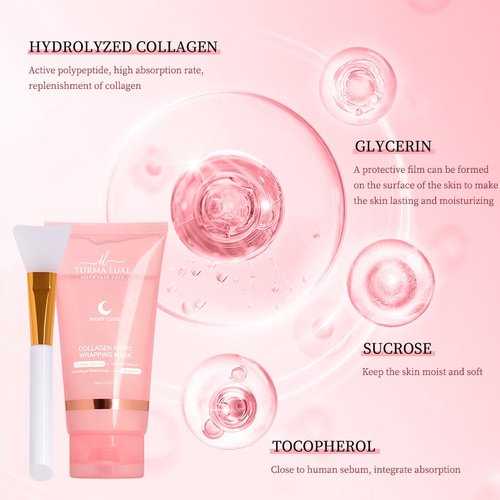 Regine Switzerland Collagen Overnight Peel-Off Facial Mask - Boosts Elasticity & Hydration - 2.53 fl. oz