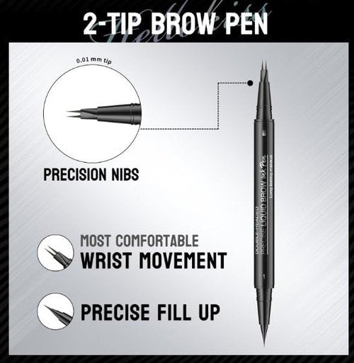 Hello Kiss Curved Eyebrow Pen, Hello Kiss Precise Liquid Brow Double Headed Ink Pen, Tatbrow Microblade Eyebrow Pen Waterproof, 3D Waterproof Microblading Eyebrow Pen, Natural Brows Eyebrow Pen