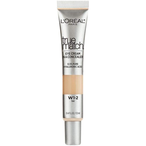 L’Oréal Paris True Match Eye Cream Concealer - 0.5% Hyaluronic Acid, Fair W1-2, 0.4 Fl. Oz.