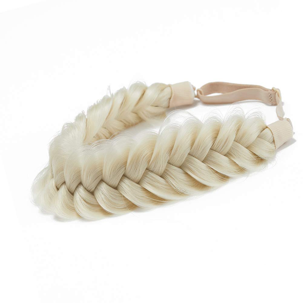 TOECWEGR Synthetic Hair Braided Headband Classic Wide Strands Wedding Disorderly Fluffy Braids Wig Band Women Beauty Accessory