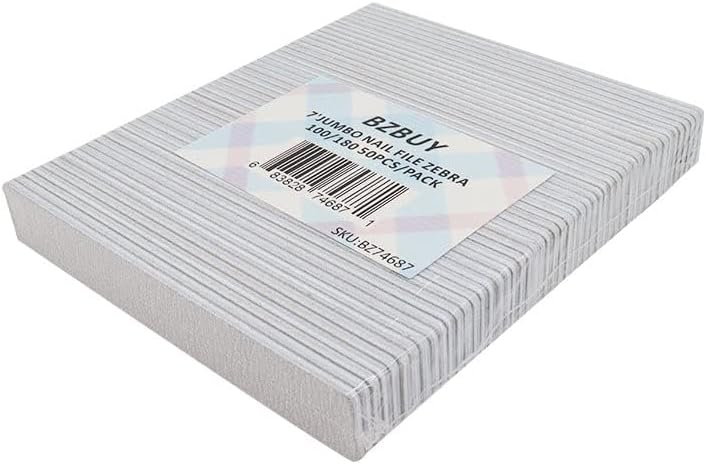 Skiennix Jumbo Nail File Set - 50 Professional Double-Sided Emery Boards for Manicure & Pedicure | 100/180 Grit