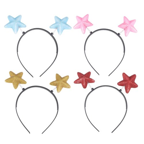 Beaupretty Star Headbands 8PCS Star Hair Hoop Star Head Bopper Star Headwear Patriotic Party Accessories for Xmas Halloween New Year Party