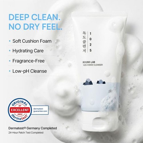 ROUND LAB 1025 Dokdo Cleanser - Low pH Hydrating Facial Cleanser for Sensitive Skin | 5.07 Fl Oz