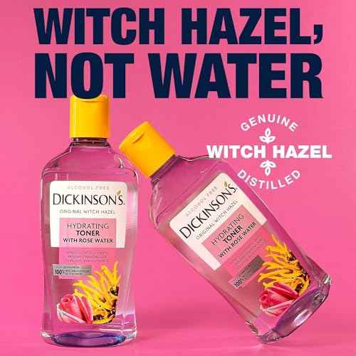 Dickinson's Enhanced Witch Hazel Hydrating Toner with Rosewater, Alcohol Free, 98% Natural Formula, 16 Fl Oz (Pack of 1)