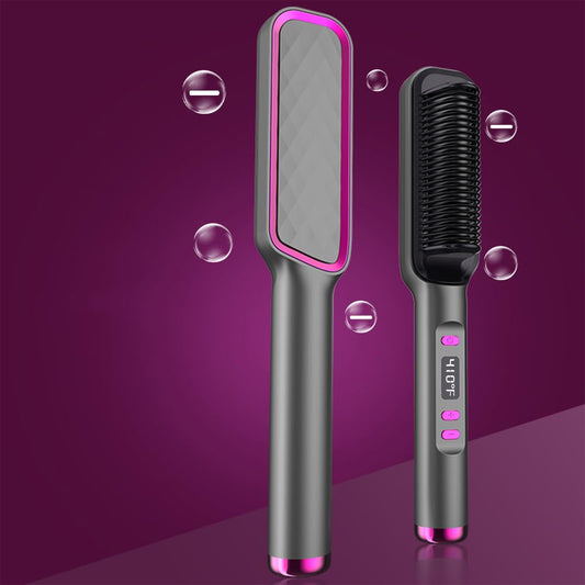 Swagon Anion Hair Straightener Brush,Negative Ion Hair Straightening Styling Comb,Hot Brush Ring Comb with LED Screen,Anti-Scald, Auto-Off, Fast Heating,30 Temp Settings for Home,Travel & Salon