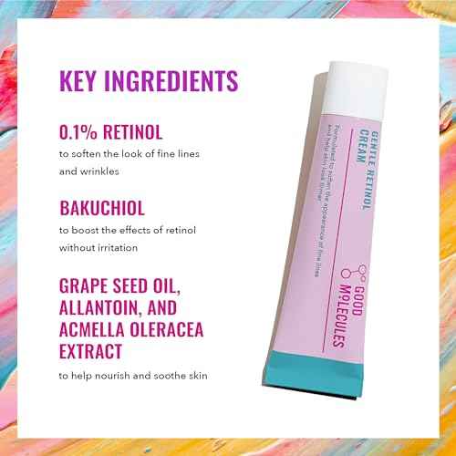 Good Molecules Gentle Retinol Cream - Retinol Night Cream to Minimize Appearance of Fine Lines & Wrinkles, Skin Tightening Recipe with Bakuchiol, Anti-Aging Skin Care For Face