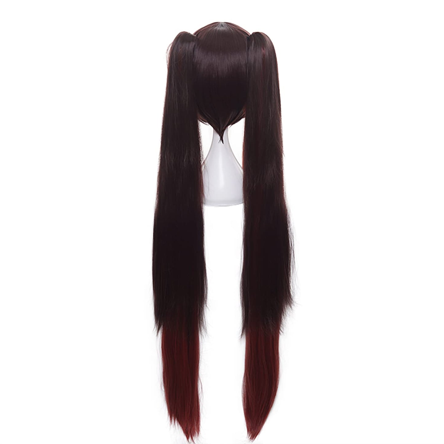 MoeLoli Hu Tao Cosplay wig for Genshin Impact Long Straight Brown Wigs with Ponytail Bangs for Women Halloween Party (Hu Tao)