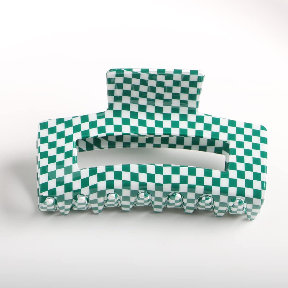 Vintage Green/White Cellulose Acetate Banana Hair Clips, Pack of 3, Nonslip Claw Clamps for Women and Girls