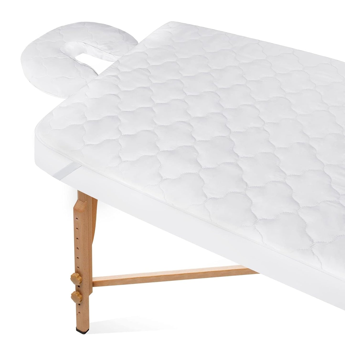 Skiennix 2-Piece Waterproof Massage Table Sheet Set - Extra Soft Fitted Sheet & Face Rest Cover | White