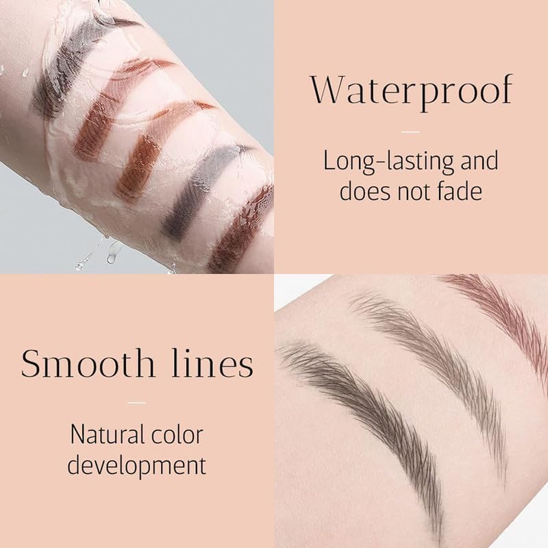 Skiennix Microblading Eyebrow Pen - 2026 Upgraded 3D Waterproof 4-Tip Pencil | Long-Lasting Dark Brown (2 Pcs)