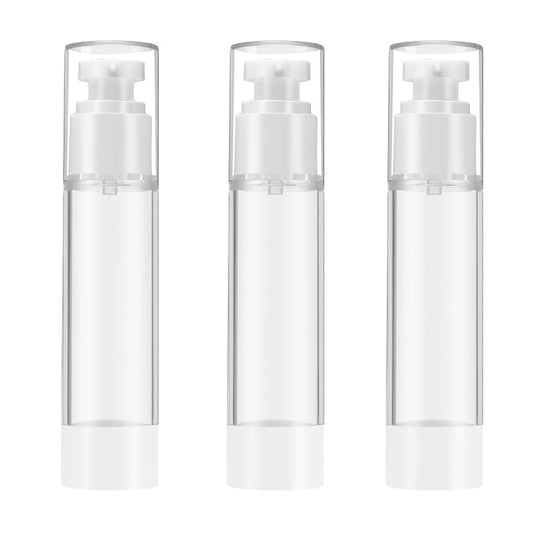 Qeuly 3 Pack Airless Pump Bottles 1 oz Travel Size Pump Bottle Lotion Container Refillable Cosmetic Pump Dispensers for Foundation Moisturizer Shampoo Toiletry (SN-30)