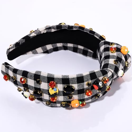 Thanksgiving Crystal Velvet Headband Cross Knotted Turban Headdress Colorful rhinestone Statement Wide Hair Band Hoop Accessories For Women Girls