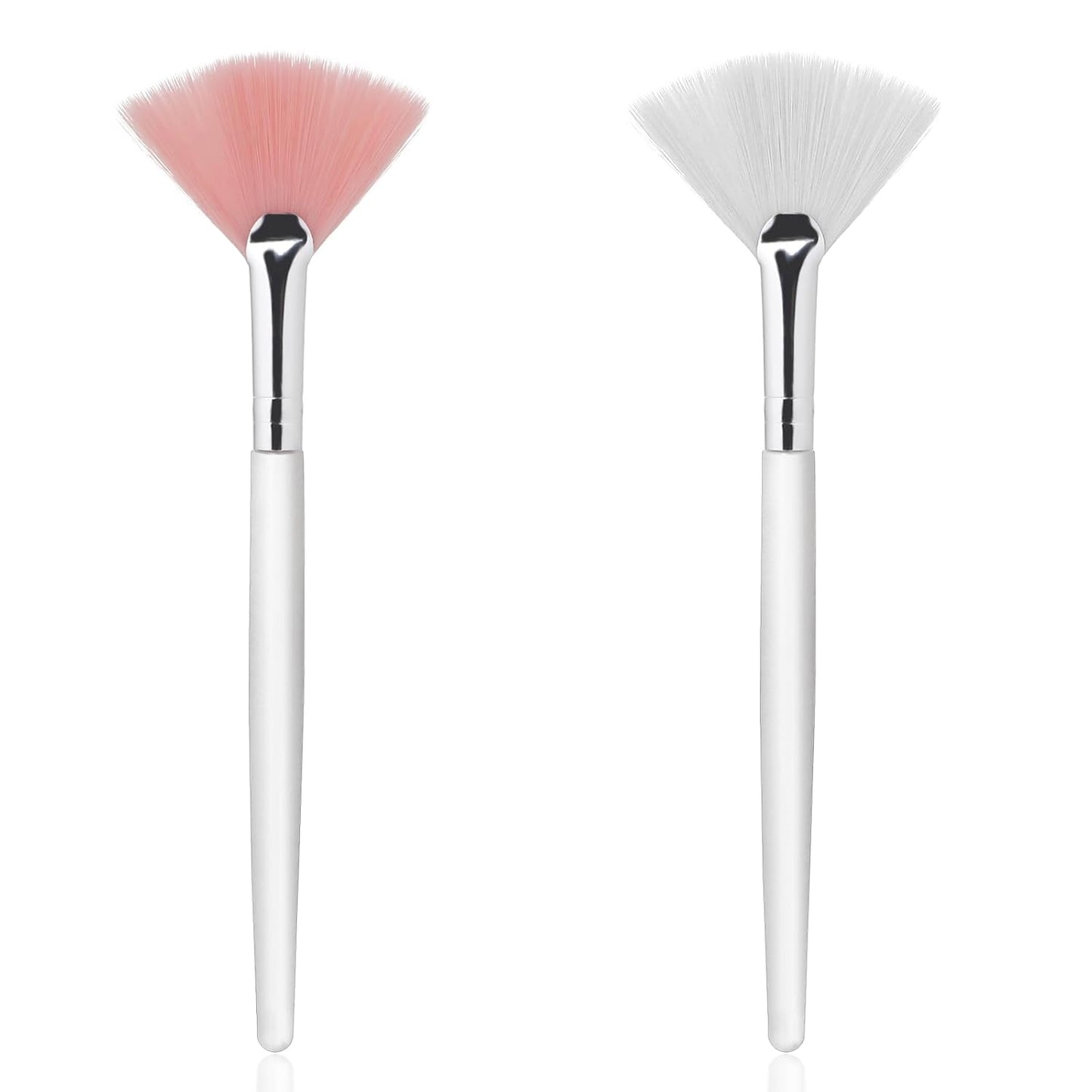 Giantree Fan Brushes Set - 4 Pcs Soft Makeup Applicators for Facial Masks | Pink & White