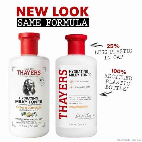 THAYERS Milky Face Toner Skin Care with Snow Mushroom and Hyaluronic Acid, Natural Gentle Facial Toner, for Dry and Sensitive Skin, 355mL