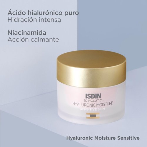 ISDIN Isdinceutics Hyaluronic Moisture Daily Face Moisturizer - Calming Formula for Sensitive Skin, 1.76 OZ
