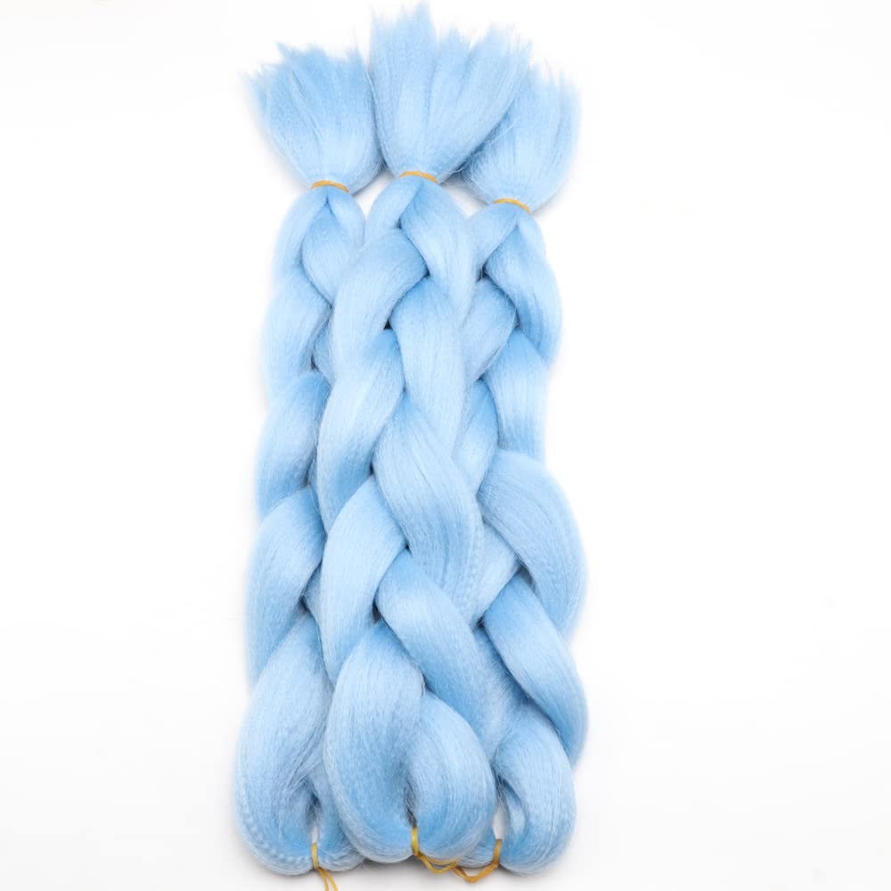 Original Jumbo Braids Hair Extension 3pcs Light blue Color 24inch 100g/pc For Twist Box Braiding Hair (light blue)