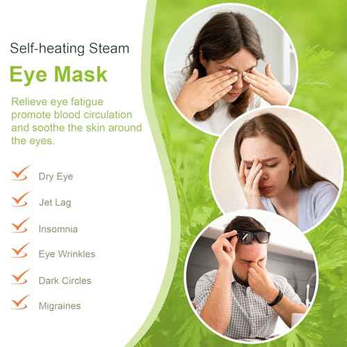 20 PCS Steam Eye Masks wormwood Heated Eye Mask Self Heating for Eyes, Disposable Warming Eye Mask for Sleep, Unscented Scent Eye Steam Mask for Spa/Travel, Stress Relif & Relaxation Gifts for Women