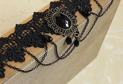 Love Sweety Halloween Vintage Crown Rose Headband Gothic Floral Headpiece (Necklace)