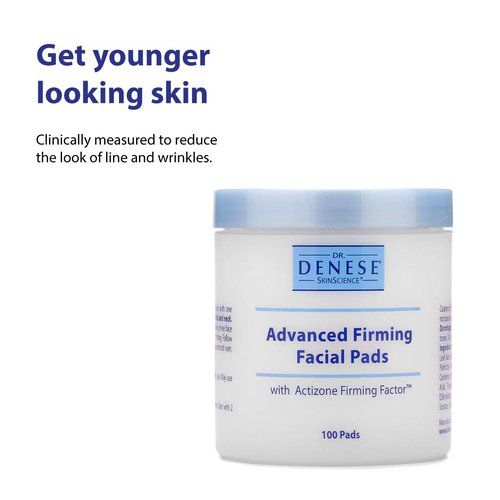 Dr. Denese SkinScience Advanced Firming Facial Pads - Exfoliating Glycolic Acid & Peptides for Radiant Skin | 100 Count
