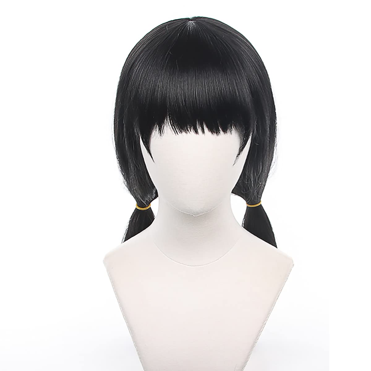 XiongXiongLe Mitaka Asa Black Long Two Braids Wig Cosplay Anime Chainsaw Man Women's Costume Heat Resistant Fiber Synthetic Hair with Cap Wig for Party Halloween(Mitaka Asa)