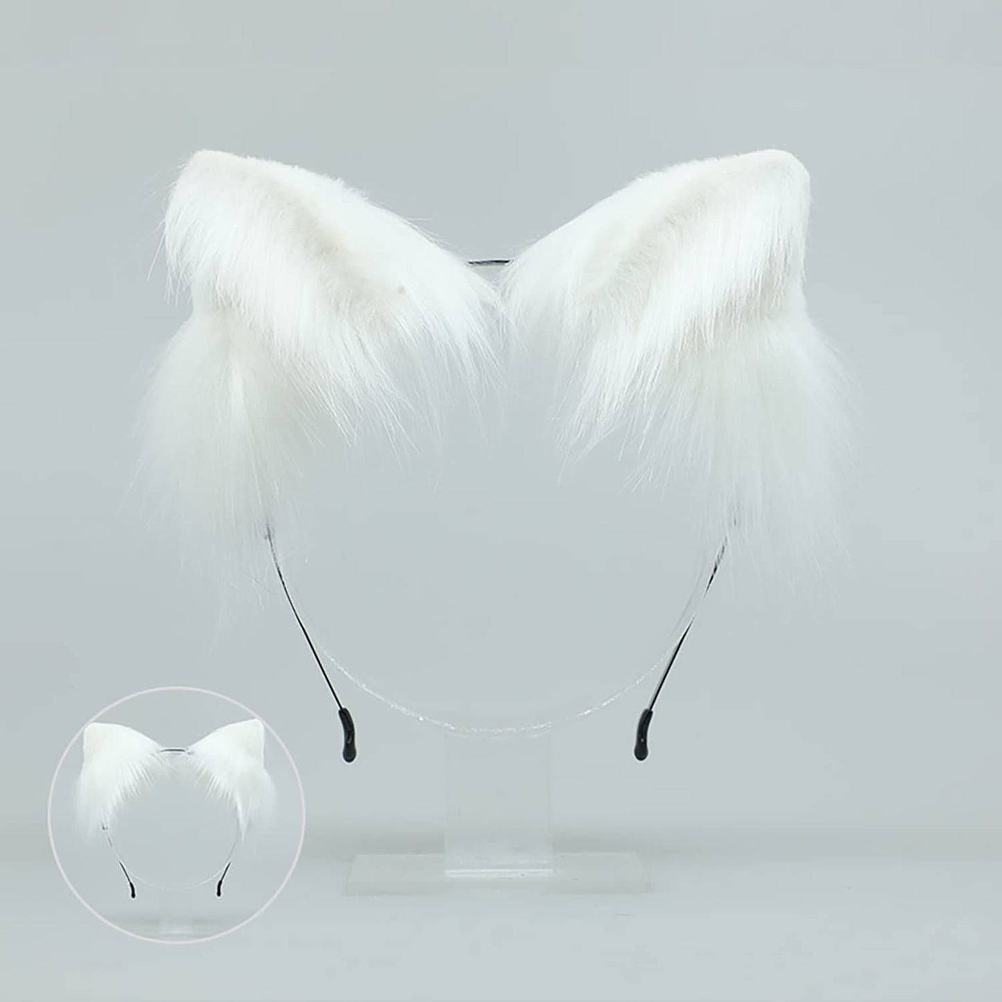 Faylay Wolf/Fox/Cat Ear Cosplay Headwear Girl Accessories Handmade Hairband Furry Ear Faux Fur Headband (SJ-1 White)