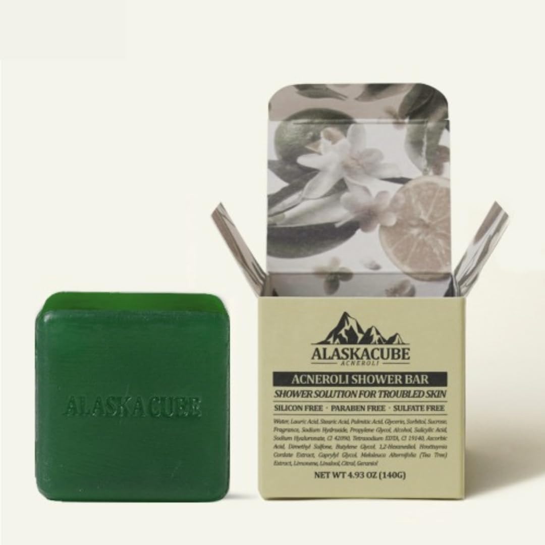 Acneroli Shower Bar Soap - Citrus Lemon & Mandarin Scent | Salicylic Acid & Tea Tree Extract, 4.93oz