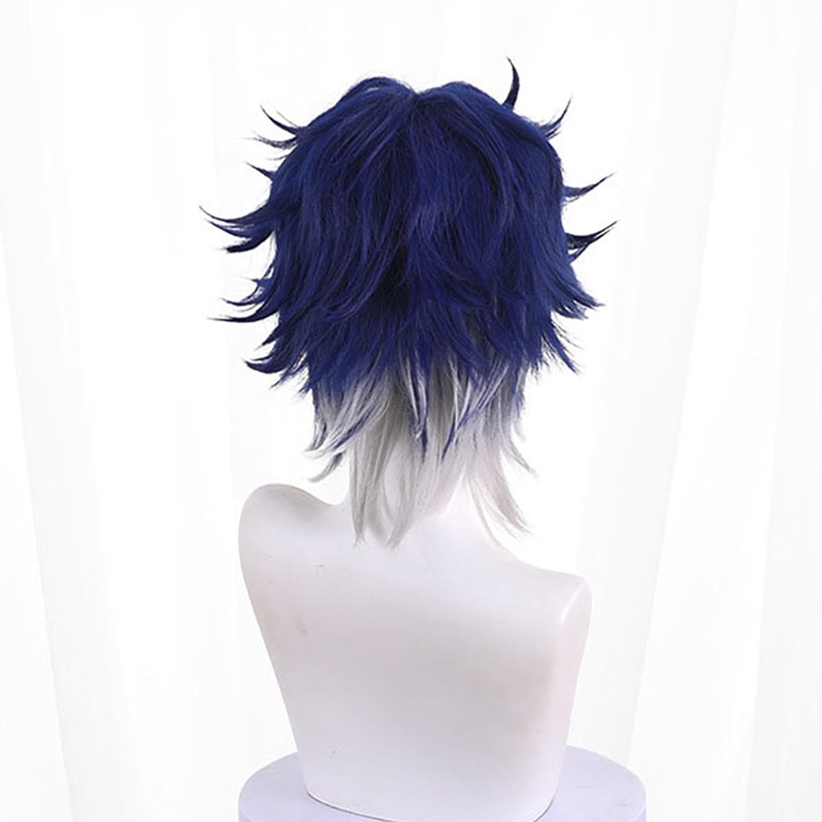 XiongXiongLe Game Honkai Star Rail Cosplay Sampo Dark Blue Short Curled Hair Replacement Wig for Women Girls Cos Party Halloween Christmas(Sampo)