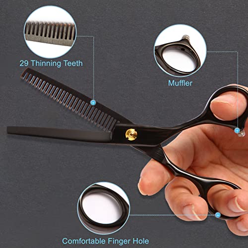 Hair Cutting Scissors Kit,11 Pcs Professional Haircut Scissors Kit with Cutting Scissors,Thinning Scissors,Neck Duster Brush,Comb,Barber Cape,Hair Clips,Hairdressing Shears Set for Barber and Home