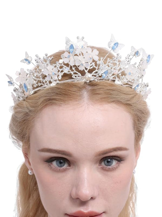 Brihasory Butterfly Queen Birthday Crowns Gold Tiaras for Bride, Crystal Royal Princess Wedding Rhinestone Headband, Costmue Party Christmas Halloween Black Prom Headpiece for Women and Girls (Opal)