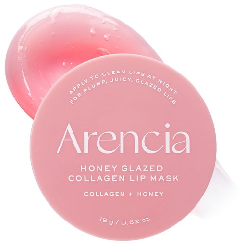 Arencia Honey Glazed Collagen Lip Mask - Nourishing Overnight Treatment with Collagen & Honey | 0.52 oz