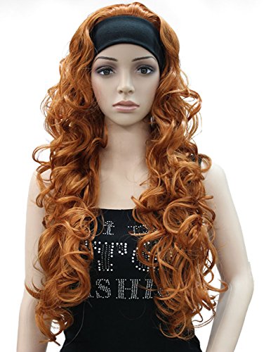 3/4 Band Headband wig Women's Fox Red Long Curly Wigs for Women ladies wigs Wiginway