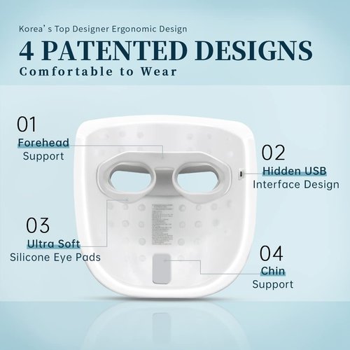 GYH 8-Color LED Face Mask Light Therapy, Red Light Therapy for Face, FSA/HSA Eligible, Wireless High Dose Green, Blue, Infrared Light Therapy Mask for Skin Care & Anti-aging, Cloud-SSS (RB-080)