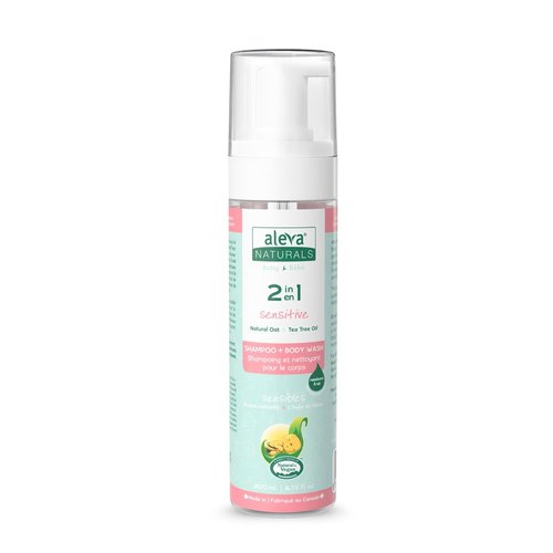 Aleva Naturals Hypoallergenic 2-in-1 Hair and Body Wash - Tea Tree Oil Formula for Sensitive Skin | Ideal for Newborns and Toddlers - 200ml