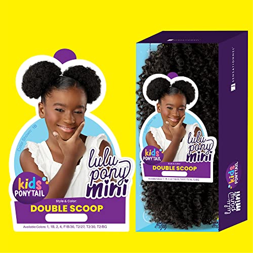 Sensationnel Lulu Pony Mini DOUBLE SCOOP - ponytail drawstring for kids synthetic pony up do wig piece - LULUPONY Mini Double Scoop (1 JETBLACK)