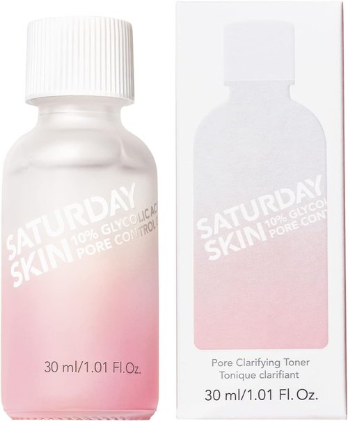Saturday Skin Pore Clarifying Toner - 10% Glycolic Acid & AHA Deep Cleansing | Travel Size