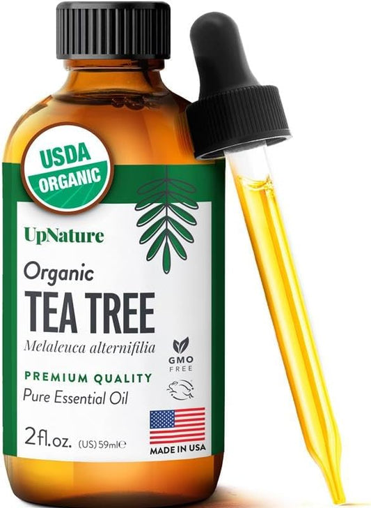 UpNature Tea Tree Oil - 100% Pure USDA Organic Essential Oil for Skin, Hair & Scalp (2oz)