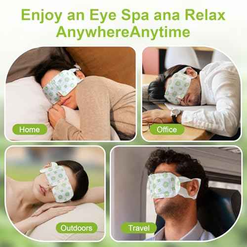 20 PCS Steam Eye Masks wormwood Heated Eye Mask Self Heating for Eyes, Disposable Warming Eye Mask for Sleep, Unscented Scent Eye Steam Mask for Spa/Travel, Stress Relif & Relaxation Gifts for Women