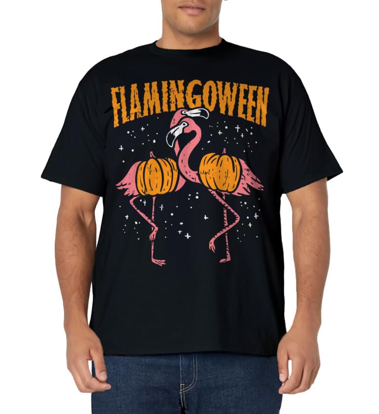 Flamingoween Pumpkin Flamingos Funny Bird Halloween Costume T-Shirt