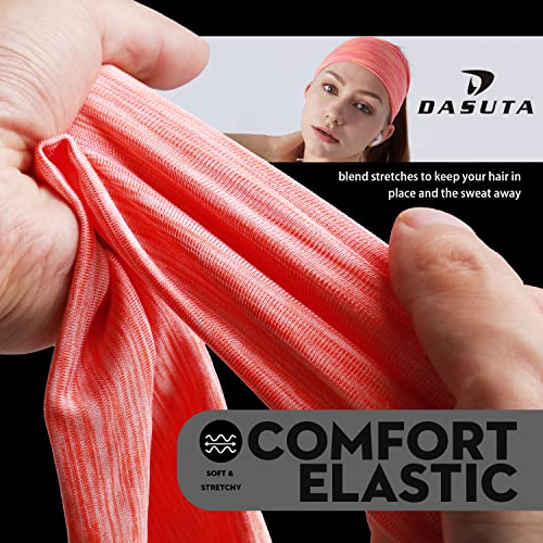 DASUTA Workout Headbands for Women Sports Sweatbands Yoga Hairbands for Fitness Elastic Athletic Non Slip Wicking Headscarf for Men Womens and Girls 10 PCS