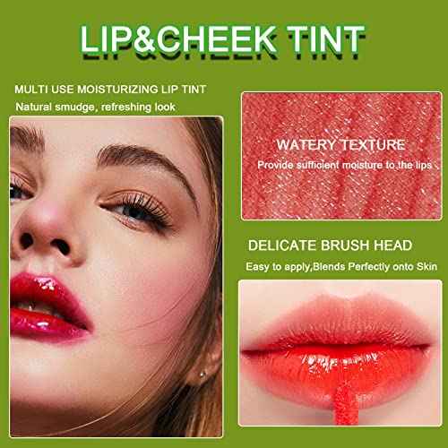 6 Colors Lip Tint Stain Set, Korean Lip Gloss, Mini Liquid Lipstick for Women, Lip Gloss Set, Lip Stain Long Lasting Waterproof, Non-Stick Cup, High Pigment, Cute Stuff, Lip Makeup