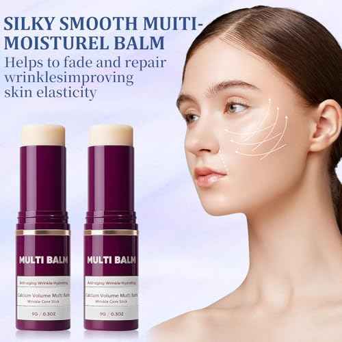 2Pcs Calcium Volume Multi Balm, Calcium Multi Moisturizing Balm 9g, Collagen Moisturing Sticks, Nourishing Formula with Calcium, Almond & Vitamin E, Wrinkle Core Stick for Face, Eyes & Neck