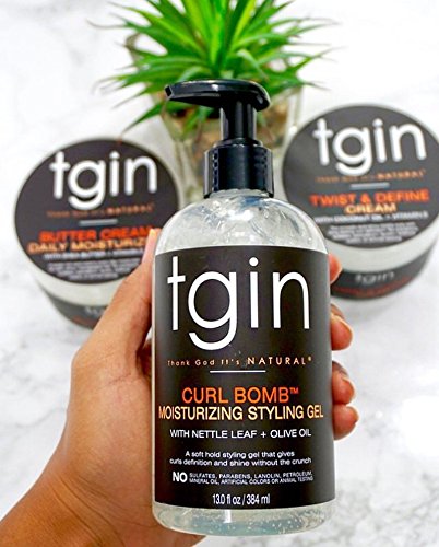 TGIN Curl Bomb Moisturizing Styling Gel - Frizz Control & Curl Definition with Olive Oil | 13oz Pump Bottle for Curly, Coily & Wavy Hair